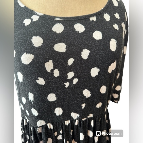 ASOS US 12 Black & White Abstract Polka Dot Knee Length Jersey Dress - Picture 4 of 8